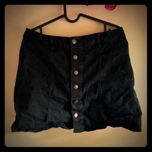 Black Button Up Denim Skirt